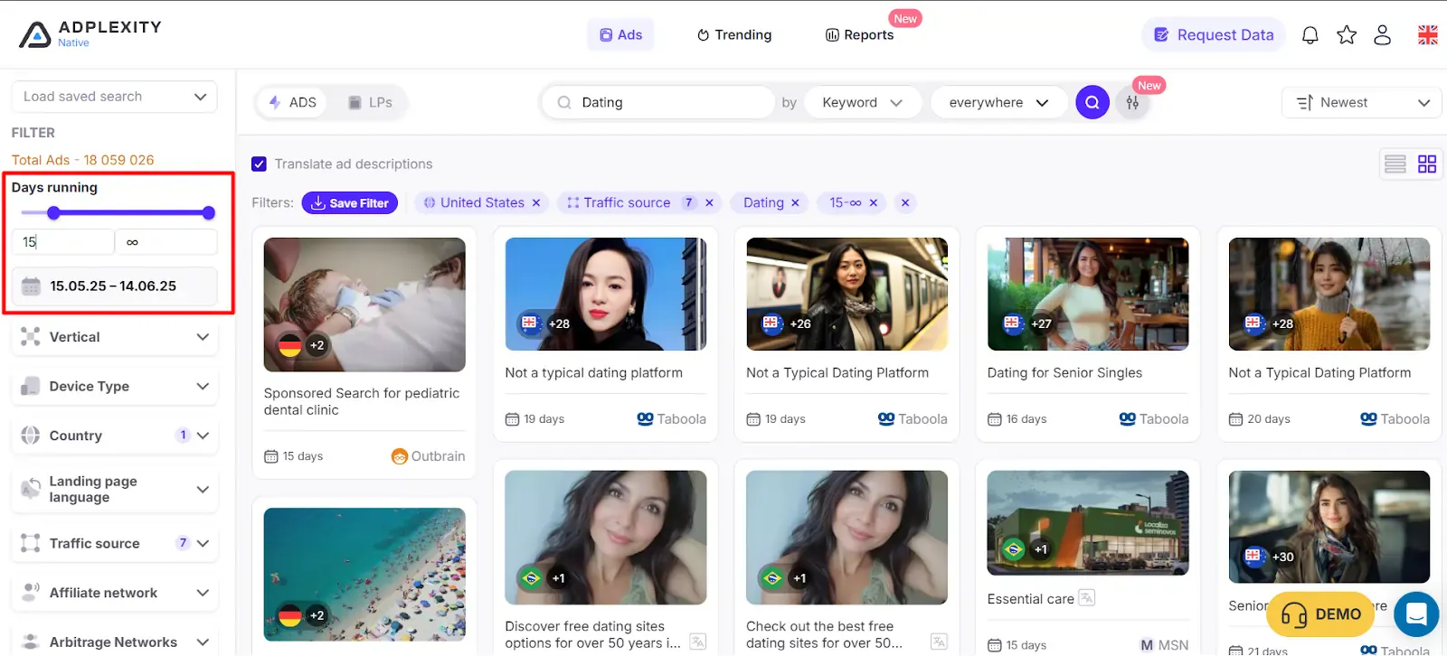 Filter Landing Pages by Duration