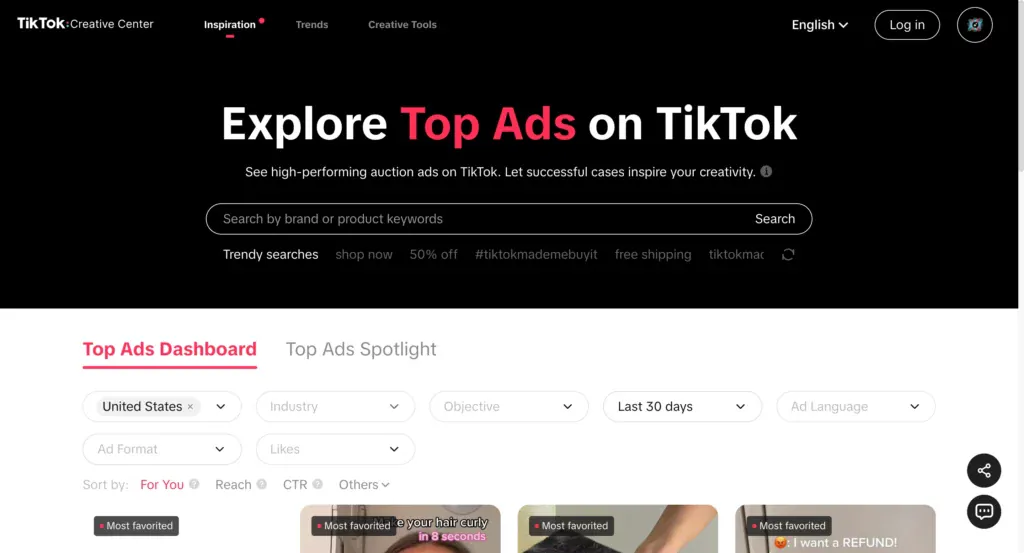 TikTok ads library